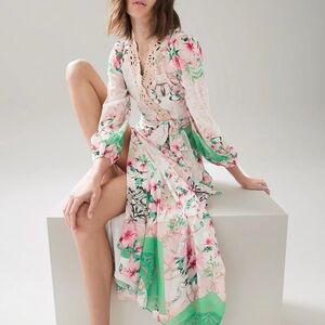 White House Black Market Drama Sleeve Tropical Floral Maxi Dress Size 6 Sold out